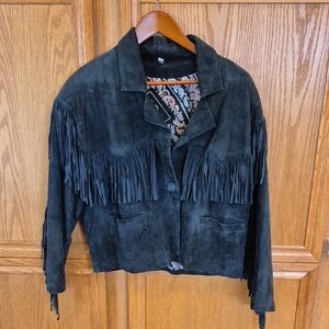 Bila Suede Leather Fringe Jacket Lg Cowgirl Cropped Western